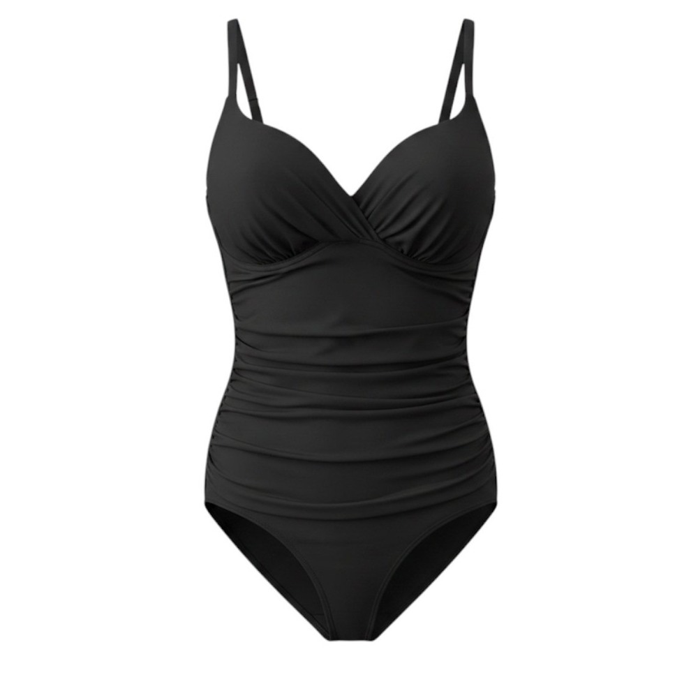 Miraclesuit Womens Ruched One Piece Swimsuit Black Slimming Shaping Beach 14 L - Picture 1 of 9